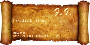 Földiák Irén névjegykártya